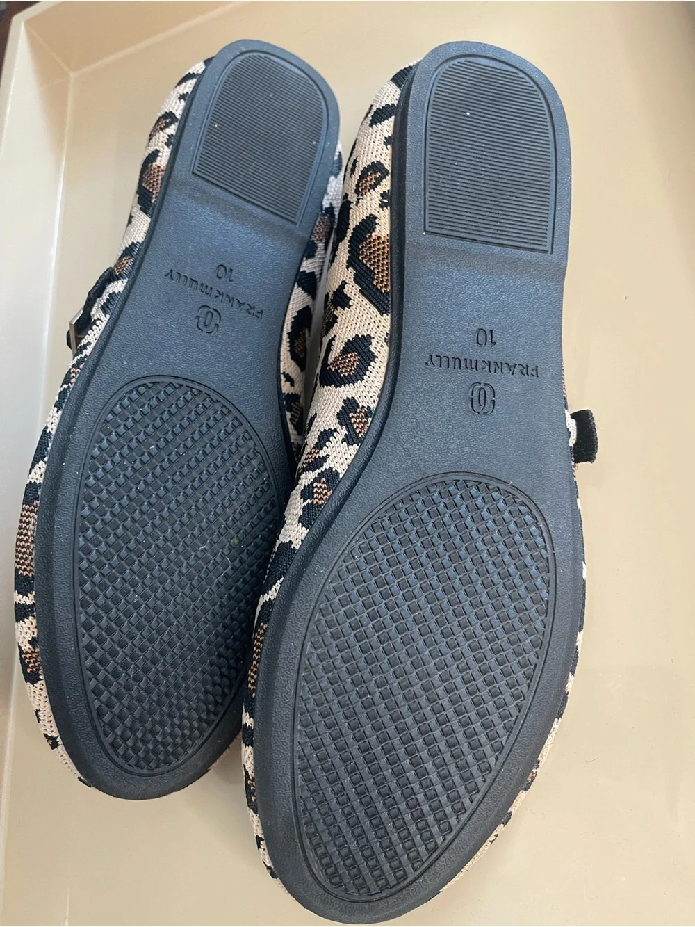 Leopard Print Mary Jane Woven Flats with Black Strap 10M - Picture 12 of 15